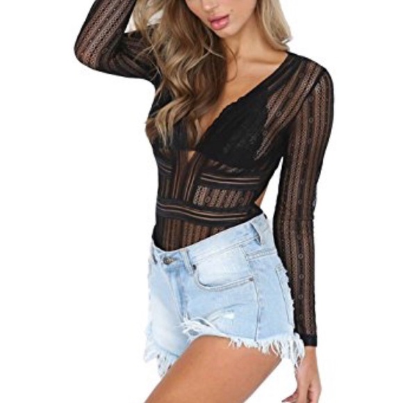 ✦NWT Plunge Open Back Lace Backless Bodysuit✦ - Picture 7 of 8